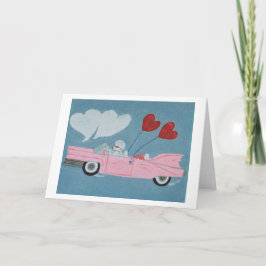 Poodles in Pink Convertible Karte