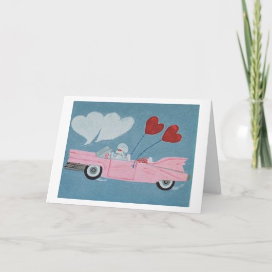 Poodles in Pink Convertible Karte (Vorderseite)