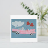 Poodles in Pink Convertible Karte (Stehend Vorderseite)