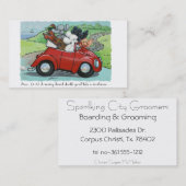 Poodles in Red Convertible Scripte Visitenkarte (Vorne/Hinten)