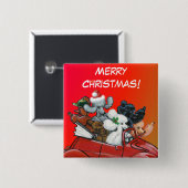 Poodles in Rotem Konvertible Weihnachten Button (Vorne & Hinten)