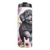Poodle's Joyful Floral Leap Thermosbecher (Vorderseite)