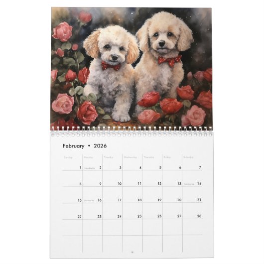 Poodles-Kalender, jedes Jahr Kalender (Feb 2026)