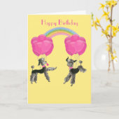 Poodles und Balloons Rainbow Birthday Karte (Gelbe Blume)