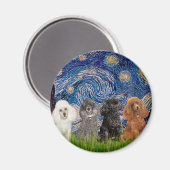 Poodles (vier) - Starry Night Magnet (Vorderseite/Rückseite)