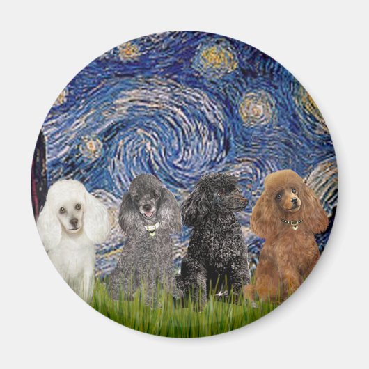 Poodles (vier) - Starry Night Magnet (Vorne)