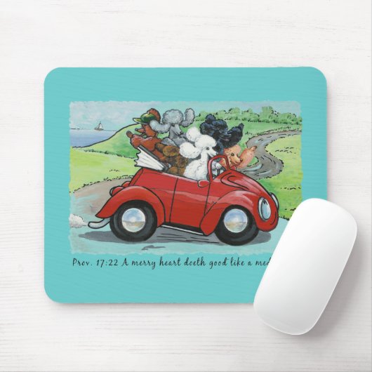 Poodles Vintag Convertible Scripture Mousepad (Mit Mouse)
