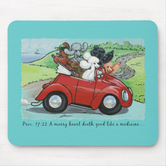 Poodles Vintag Convertible Scripture Mousepad (Vorne)