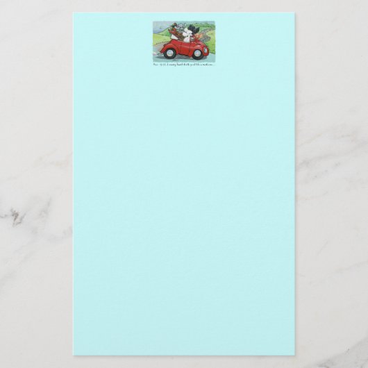 Poodles Vintag Convertible Scripture Stationery Briefpapier (Vorderseite)