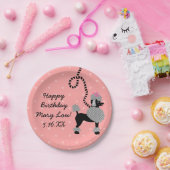 Poodrock 50er Retro Pink Black Birthday Party Pappteller (Party)