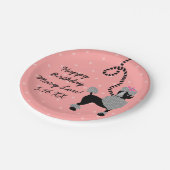 Poodrock 50er Retro Pink Black Birthday Party Pappteller (Schrägansicht)