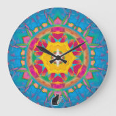 Poofball Kaleidoscope Große Wanduhr (Vorderseite)