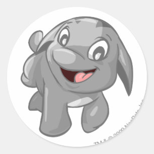 Poogle Silver Runder Aufkleber