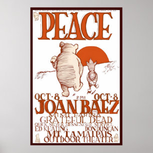 POOH BEAR Grateful Dead, Joan Baez 1966 Konzert Poster
