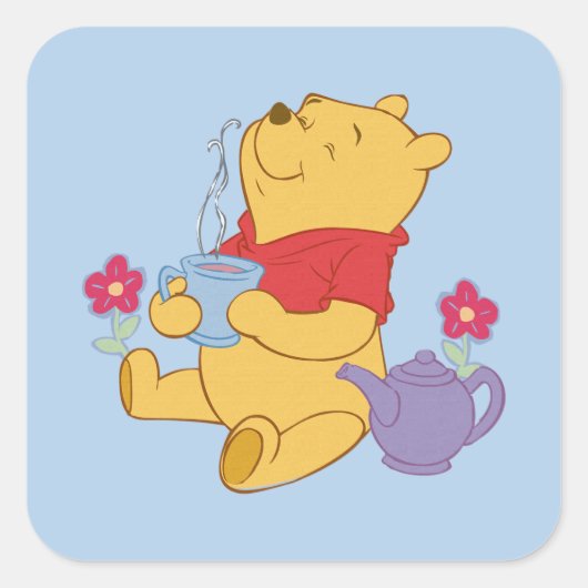 Pooh Quadratischer Aufkleber (Vorderseite)