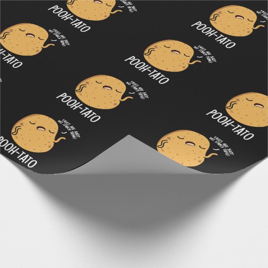 Pooh-tato Funny Potato Pun Dark BG Geschenkpapier (Ecke)