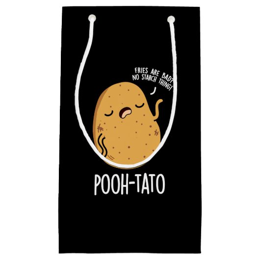 Pooh-tato Funny Potato Pun Dark BG Kleine Geschenktüte (Vorderseite)
