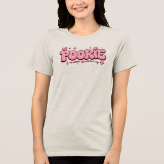Pookie Retro Rosa Blasen-Typografie-Design Tri-Blend Shirt
