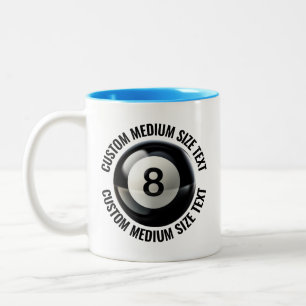 Pool 8 Ball & Mitteltext HELLBLAU 325ml Custom Zweifarbige Tasse