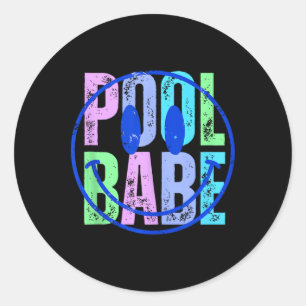 Pool Babe Vintage Familie Matching Funny Summer Va Runder Aufkleber
