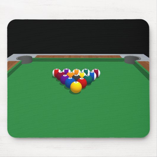 Pool-Bälle auf Tabelle: Modell 3D: Mousepad (Vorne)