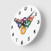 Pool Balls: Wall Clock Runde Wanduhr (Winkel)