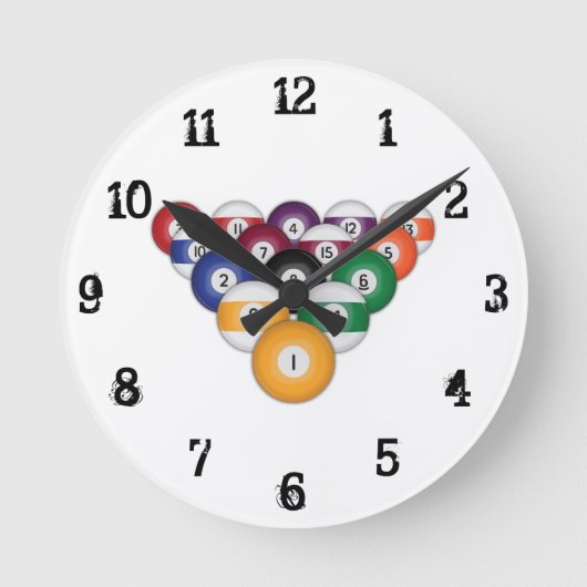 Pool Balls: Wall Clock Runde Wanduhr (Vorderseite)
