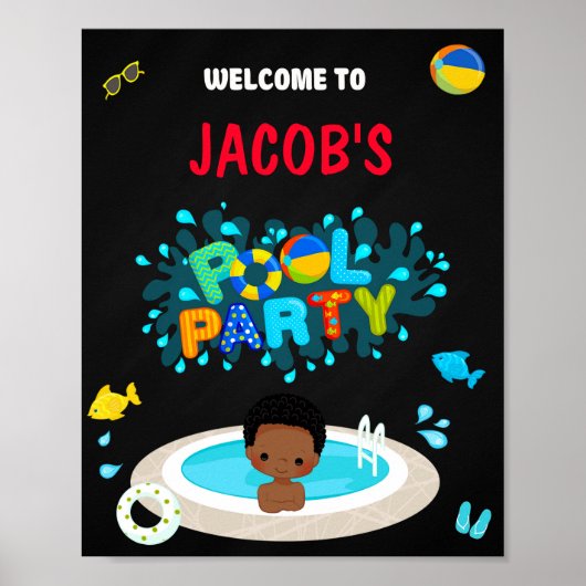 Pool Begrüßung Party signalisieren Boy Splish Spla Poster (Vorne)
