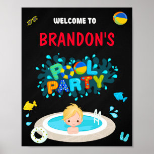 Pool Begrüßung Party signieren Boy Pool Poster Poo