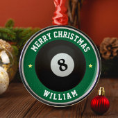Pool Billard 8 Ball Green Frohe Weihnachten Ornament Aus Metall