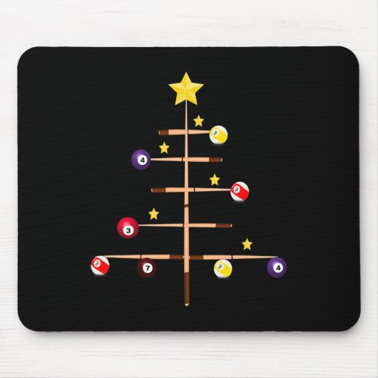 Pool Billard Ll Cue Sport Weihnachtsbaum Mousepad (Vorne)