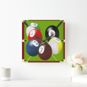 Pool-/Billard-Uhr Quadratische Wanduhr (Zuhause)