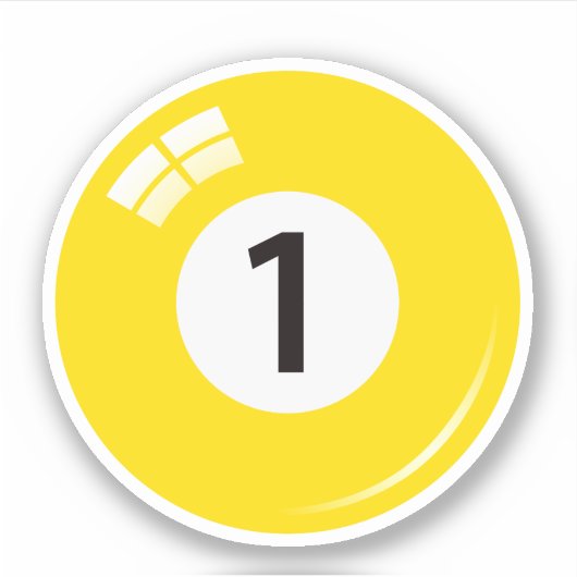 Pool/Billardkugel Nummer eins (1) gelb Aufkleber (Vorderseite)