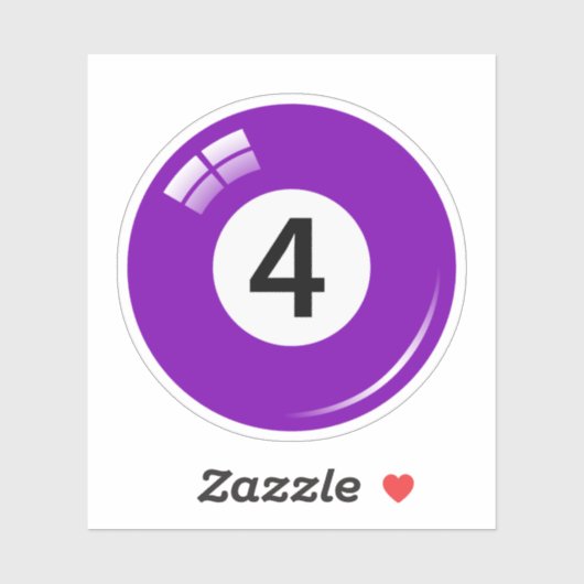 Pool/Billardkugel Nummer vier (4) lila Aufkleber (Blatt)