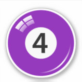 Pool/Billardkugel Nummer vier (4) lila Aufkleber (Vorderseite)