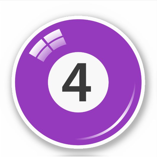 Pool/Billardkugel Nummer vier (4) lila Aufkleber (Vorderseite)