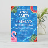 Pool Birthday Party Einladung (Stehend Vorderseite)