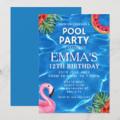 Pool Birthday Party Einladung (Vorne/Hinten)