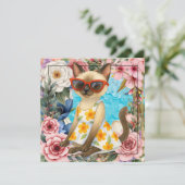 Pool Birthday Party for Cat Lovers  Dankeskarte (Stehend Vorderseite)