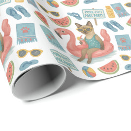 Pool Birthday Party for Cat Lovers  Geschenkpapier