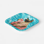 Pool Birthday Party for Cat Lovers  Pappteller (Gewinkelt)