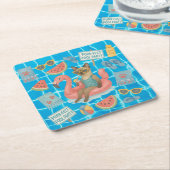 Pool Birthday Party for Cat Lovers  Rechteckiger Pappuntersetzer (angewinkelt)