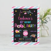 Pool Birthday Party Girl Einladung (Stehend Vorderseite)