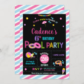 Pool Birthday Party Girl Einladung (Vorne/Hinten)