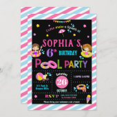 Pool Birthday Party Girl Summer Beach Swim Einladung (Vorne/Hinten)