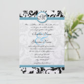 Pool Blue Damask Wirbel Hochzeit Einladung 5 x 7 (Stehend Vorderseite)