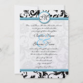 Pool Blue Damask Wirbel Hochzeit Einladung 5 x 7 (Vorderseite)