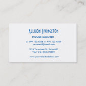 Pool Blue HOUSE CLEANING Simple Style V38A Visitenkarte (Rückseite)