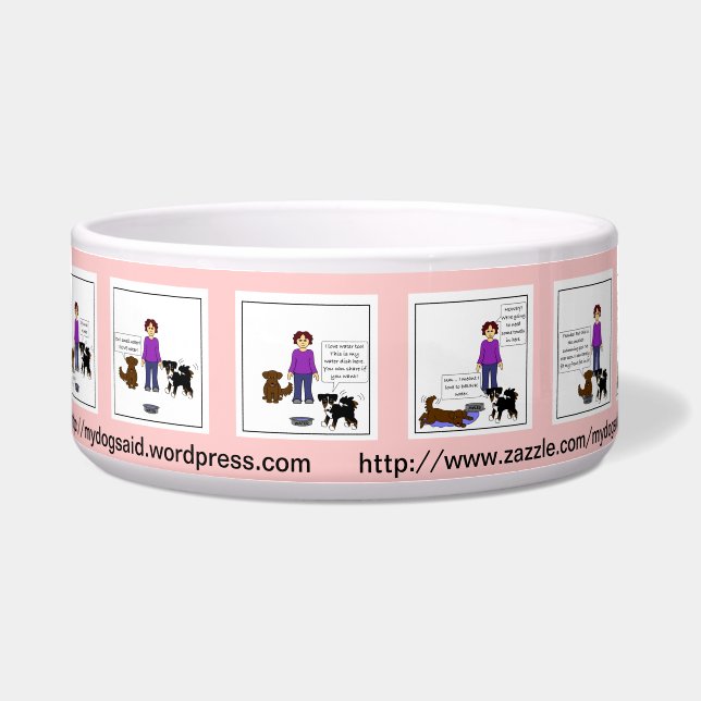 Pool-Cartoon-Hundeteller Adas neuer - Rosa Napf (Vorderseite)