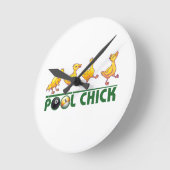 Pool Chick Runde Wanduhr (Winkel)